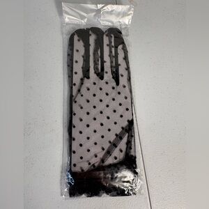 Black Polka Dot Mesh Gloves